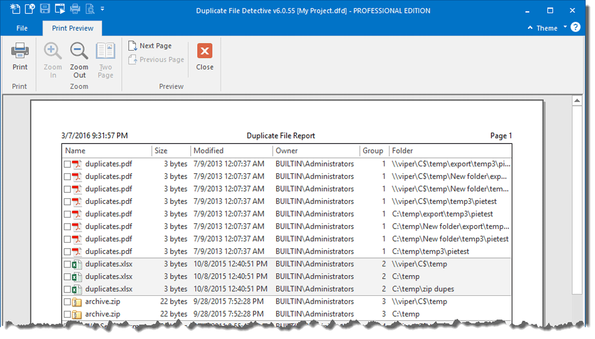 Printing Duplicate Reports