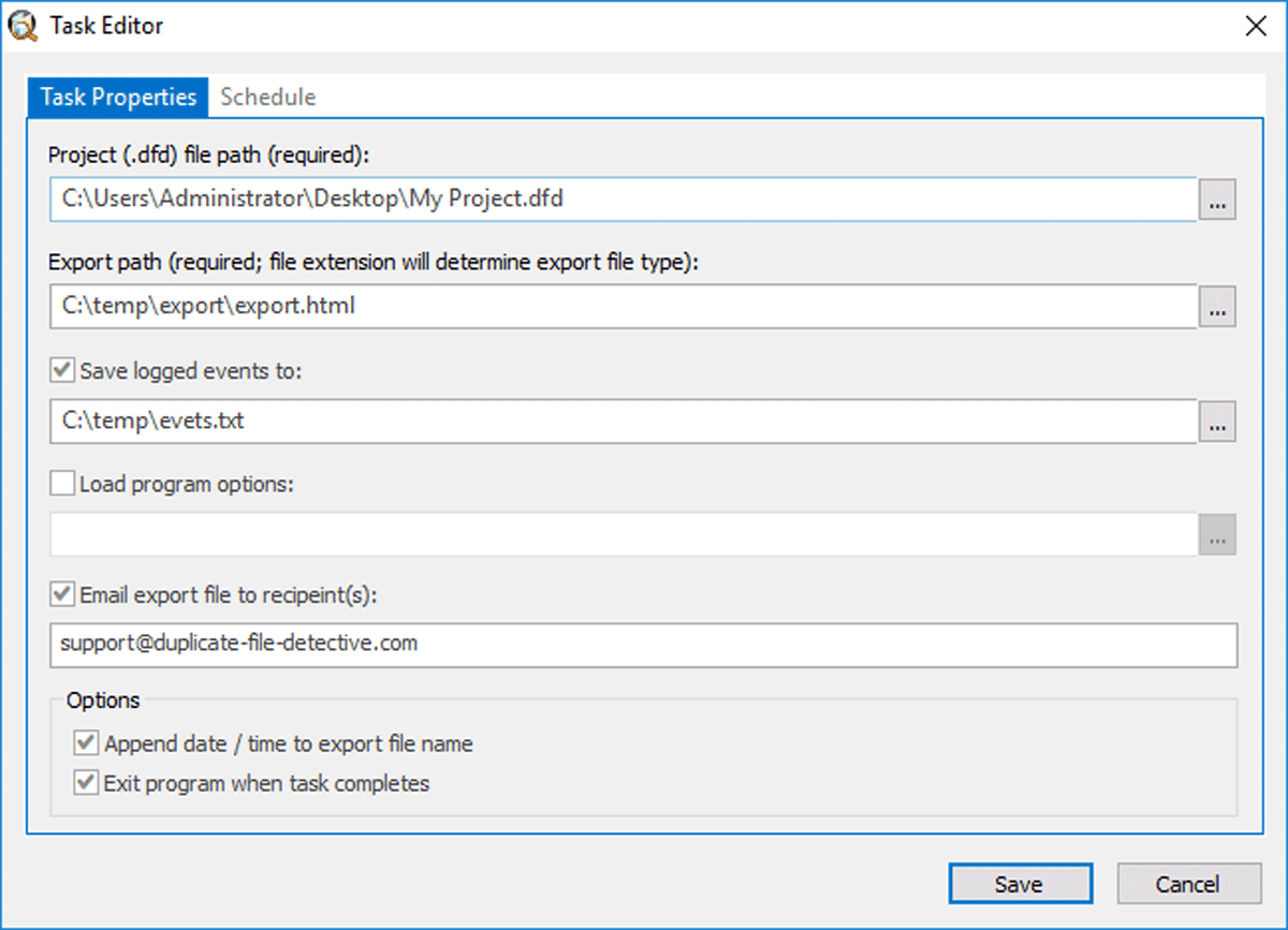 Duplicate File Report Scheduler